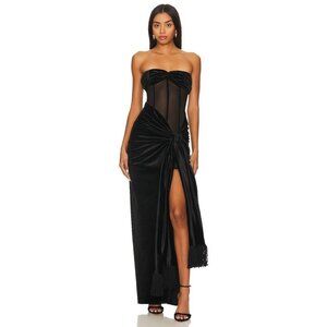 Bronx and Banco Gina Gown in Black Small New Womens Velvet Long Maxi Dress